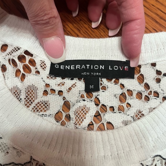 Generation Love White/Black Sleeveless Floral Lace Top Size M - Picture 8 of 10